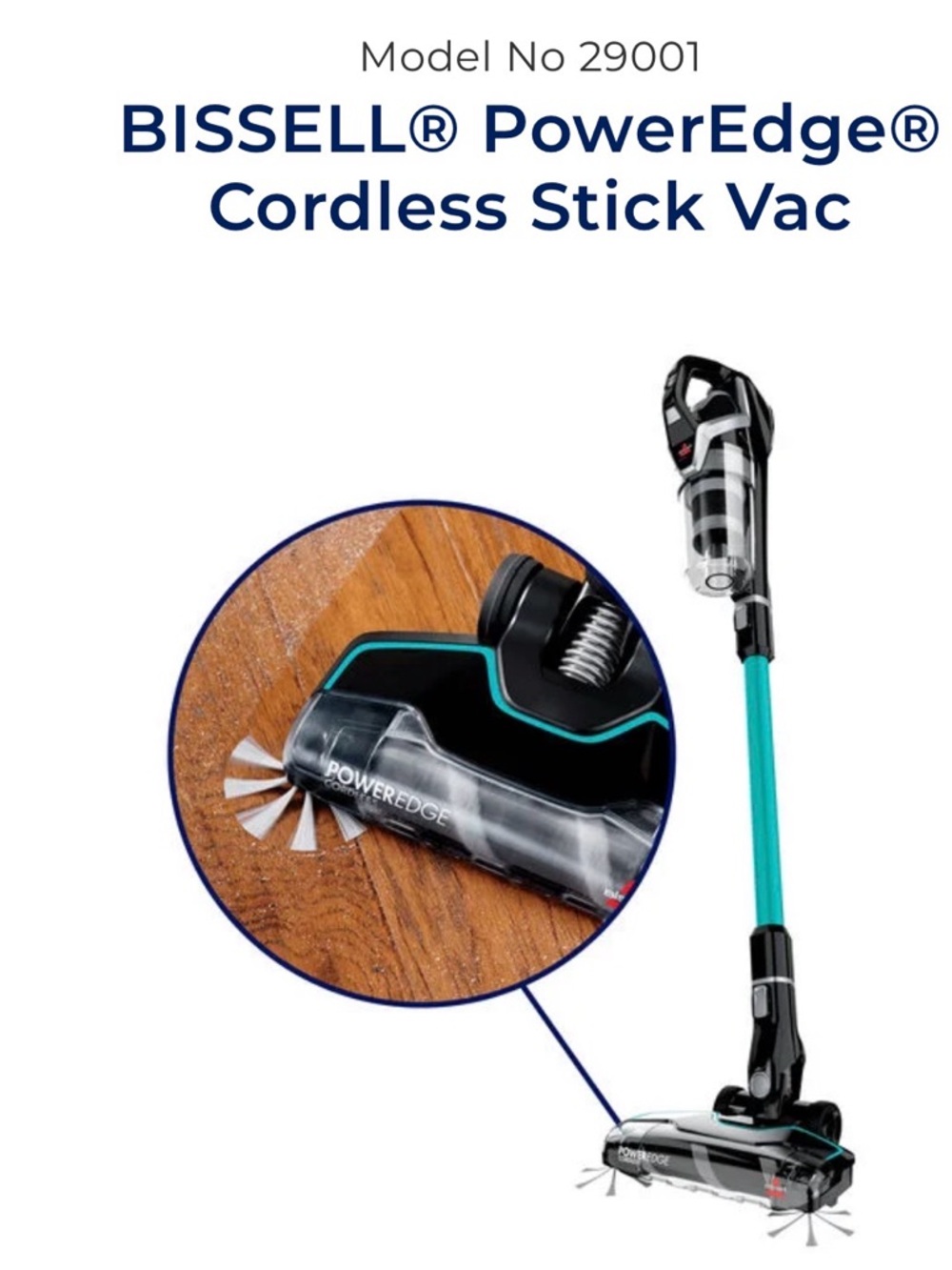 Lightweight Cordless Stick Vacuum in Aqua and Black - Picture 2 of 8